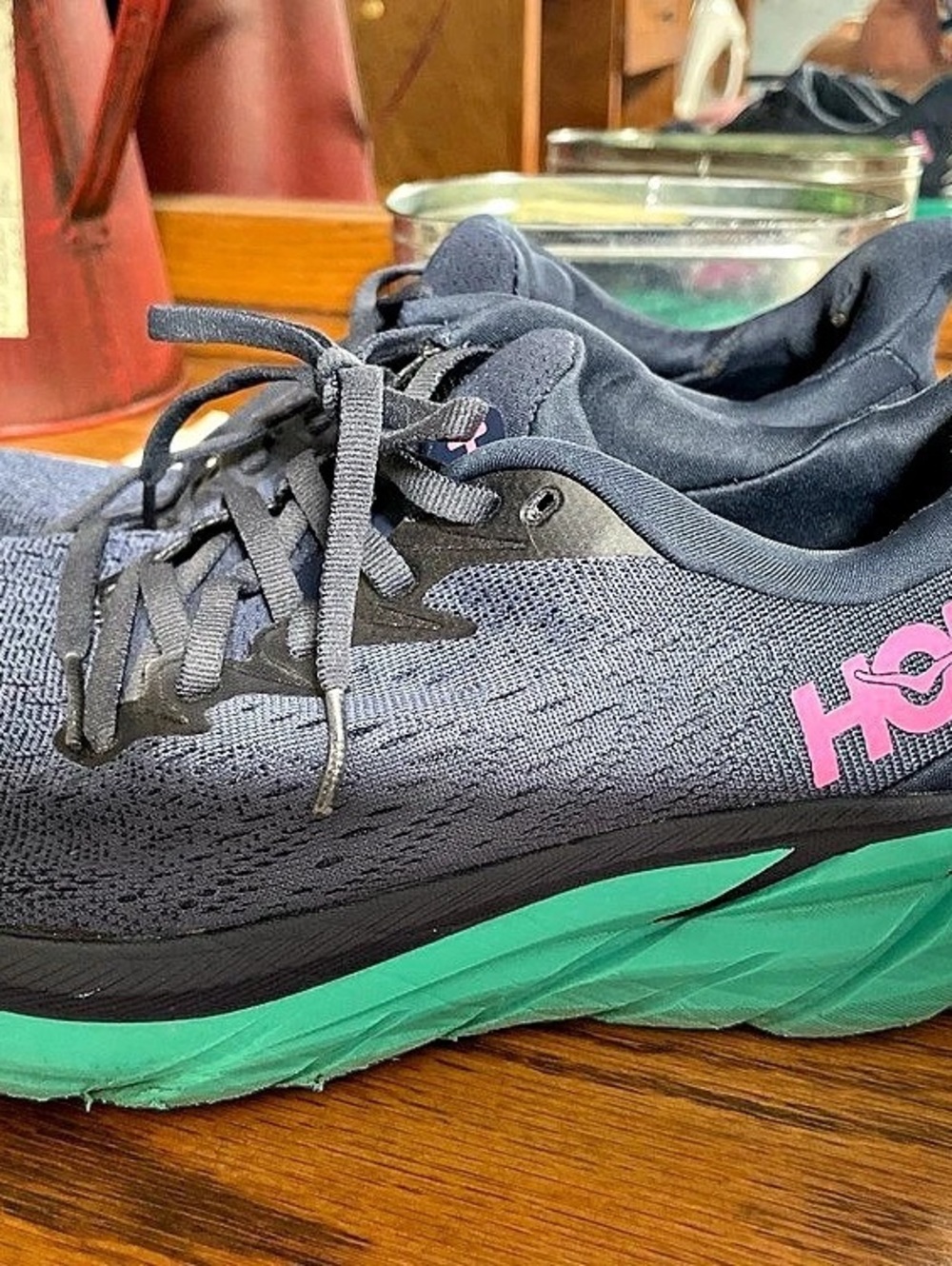 Hoka Clifton 9 Athletic Shoes Blue & Green US 5.5